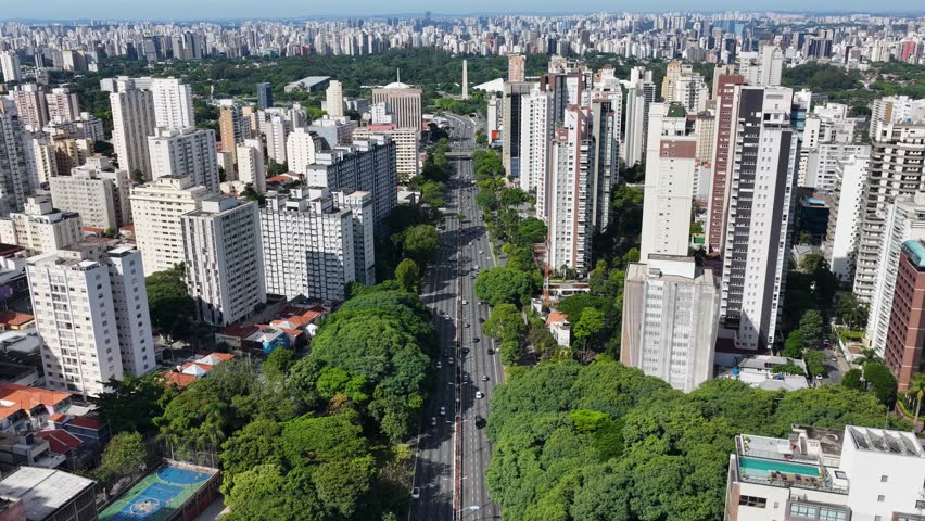23Rd Avenue In Sao Paulo Brazil. Highrise Buildings. Downtown District. Freeway Road. 23Rd Avenue In Sao Paulo Brazil. Beautiful Cityscape. Sao Paulo Brazil.