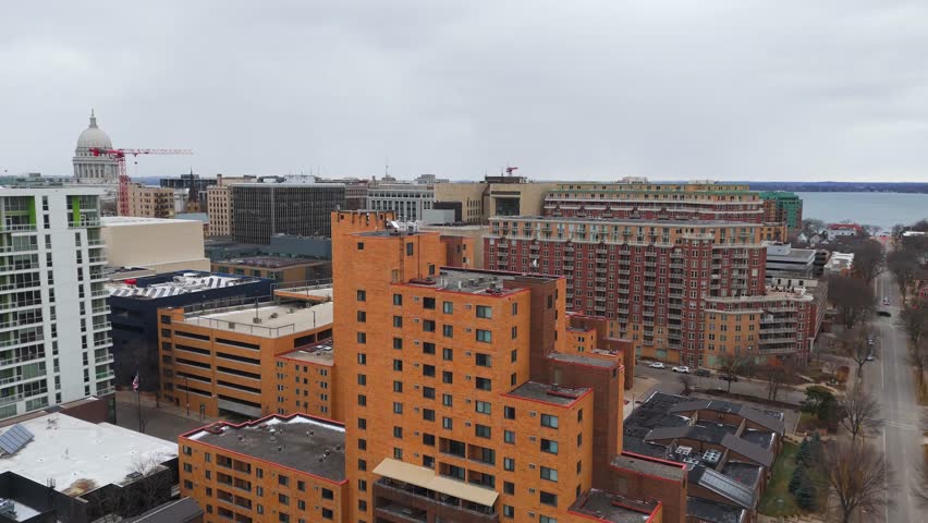 Apartment buildings at Madison Wisconsin aerial view 2