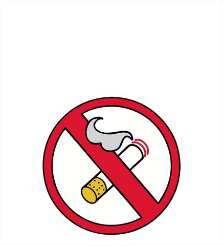 Simple looping animated cute cartoon of a no smoking allowed sign