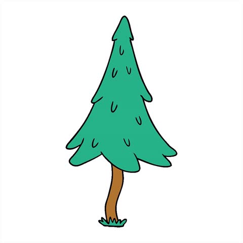 Simple looping animated hand drawn cartoon doodle of woodland pine trees