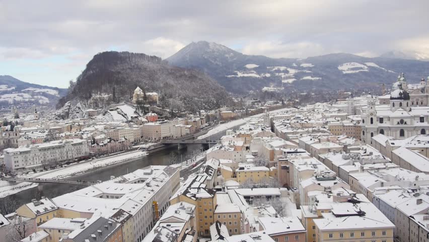 View to Old City with Festspielhaus, Salzburg, Austria, Winter