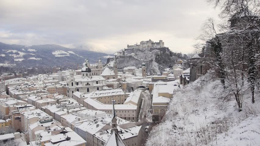 View to Old City, Inner City, Salzburg, Austria, Winter