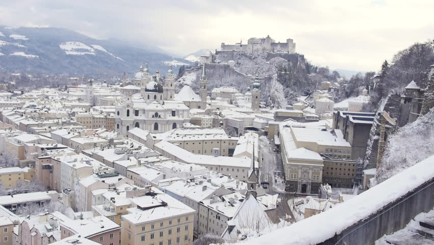 View to Old City, Inner City, Salzburg, Austria, Winter