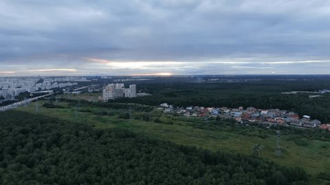 Aerial Approach Residential Area Mytishchi