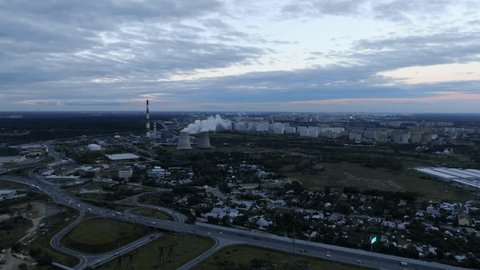 Forward Drone View Mytishchi Power Station