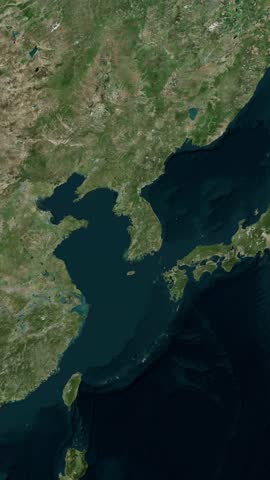 South Korea National Border and Geopolitical World Map Background. Diplomatic International Relations Vertical Map Topography Animation 4K