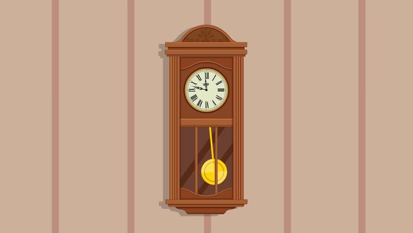 Vintage Clock Animation Video, Pendulum Clock Animation Clip, Wall clock, 1080p, Mp4