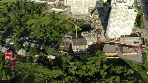 Aerial Drone Flight over Vasilyevskaya Street in Ryazan