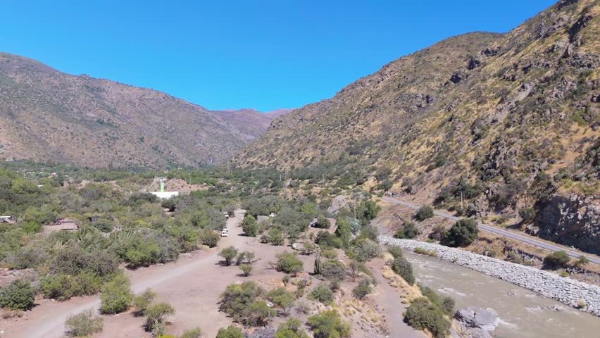 Camping in cajón del maipo, región metropolitana, country chile