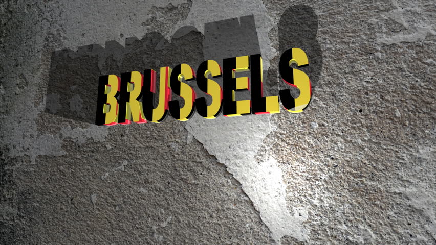Brussels 3D Flag Letters on Cracked Concrete Wall Urban Grunge Patriotism and Decay