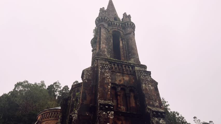 Close view of Nossa Senhora das Vitorias chapel tower Sao Miguel