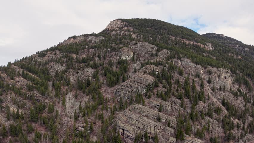 Aerial view of craggy rocky mountain side Montana