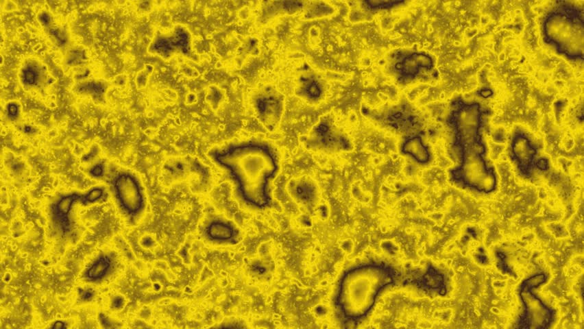 abstract yellow corrosion animation, seamless loop of rusty grunge textures and oxidized surfaces, stains and organic patterns, molten liquid fluid motion