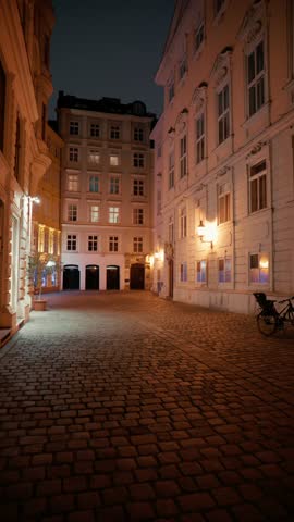 Historical Street Of Vienna In The Night 