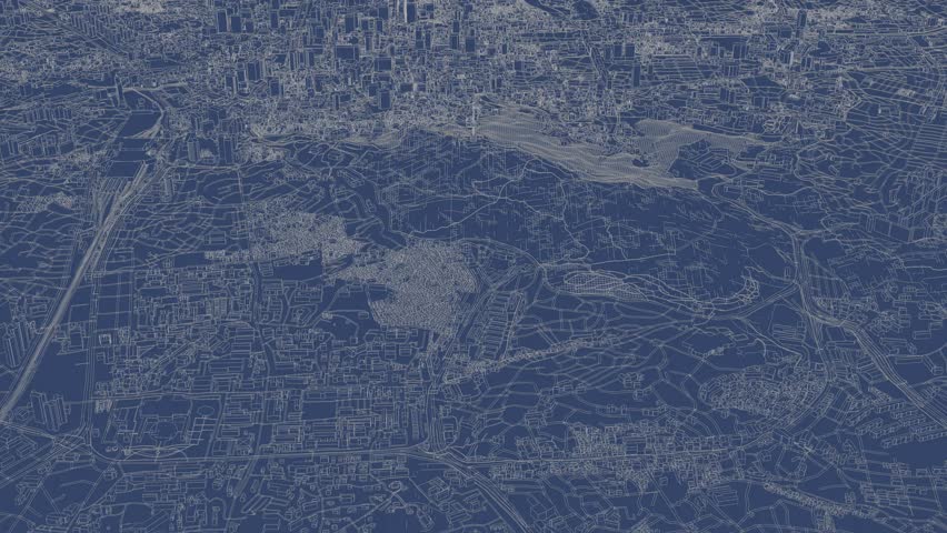 3D looped animation of city - Seoul South Korea