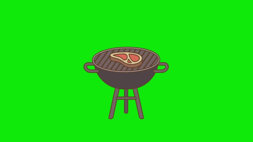 camping equipment and supplies, animation, green background