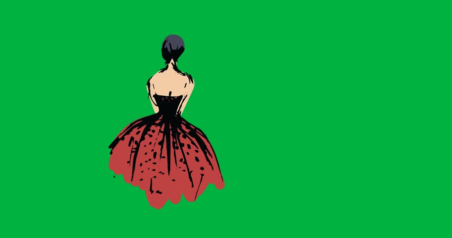 Digital animation of fashion model sketch icon against black background. style and fashion vector illustration and art concept