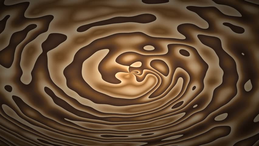A close up view of swirling brown and tan abstract shapes creating a dynamic spiral motion with soft lighting and smooth transitions