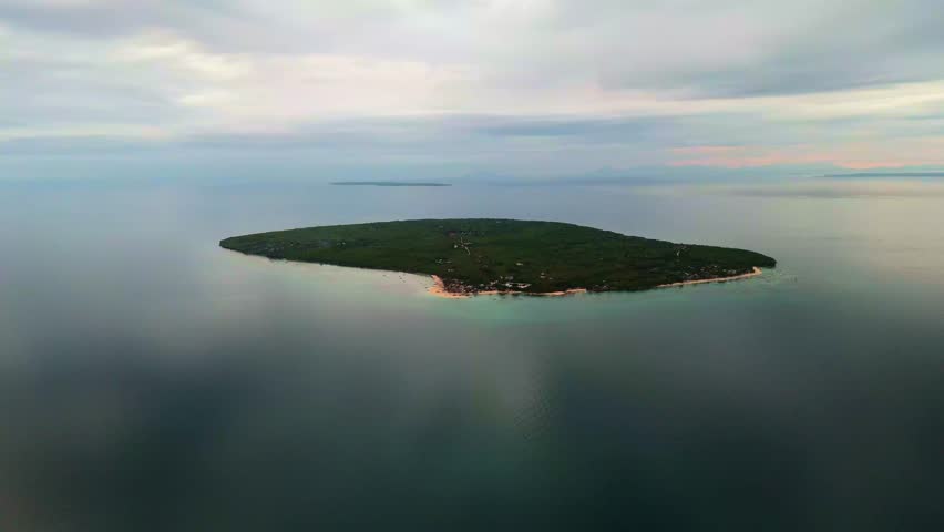 Stunning aerial drone view of the pristine Virgin Island (Silion Island) near Bantayan, featuring crystal-clear turquoise waters Philippines 