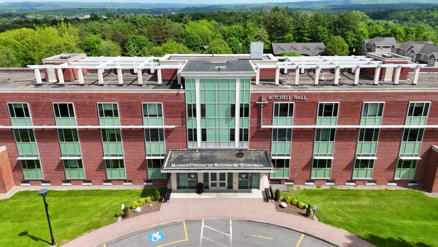 The aerial change of perception that indicates an attention with respect to the educational institutions facility that engages students and functions as a location for higher education, advanced learning, and a place that fosters the ideas that will go on to change the world. Syracuse, NY, USA - May 30, 2025.