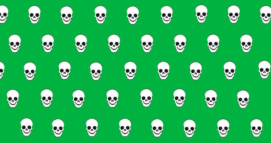 Halloween digital illustration holiday scary celebration seamless pattern icons skull animation black background