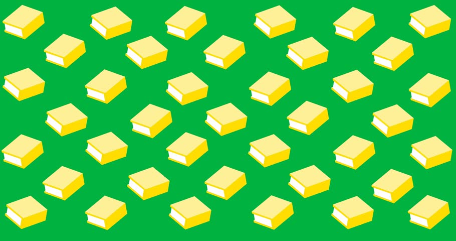 Digital animation of multiple yellow book icons floating against black background. back to school and education concept