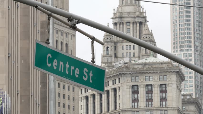 New York City Downtown Civic Center, United States of America. Manhattan municipal building 1914, old historic architecture. Government administration authority. Courthouse pyramid roof, Center street