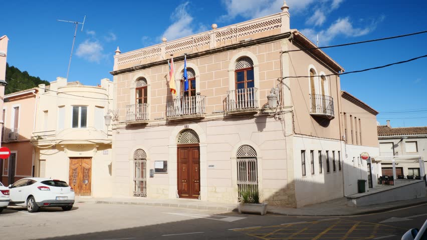 The town hall of Sagra, Spain, on a sunny day