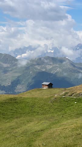 Lonely Alpine Hut with Mont Blanc Massif View Swiss