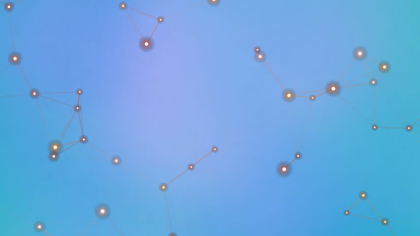 a network of golden dots and lines on a gradient blue background