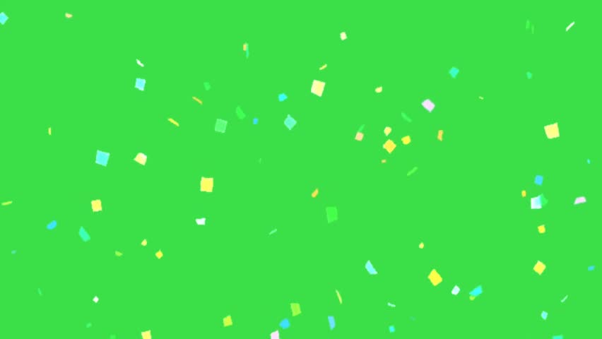 Confetti falling animation on green screen background for celebration and parties