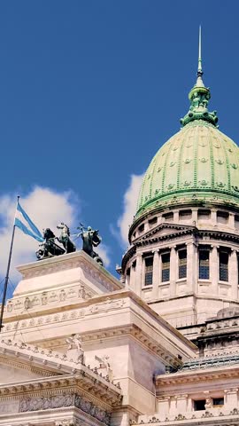 Argentine National Congress Palace Grand Neoclassical Dome Vertical View Buenos Aires