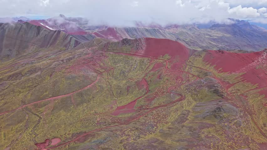 Stunning aerial view of colorful mountains and valleys in Peru