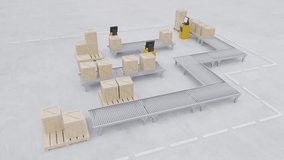 Isometric 3D Animation of Automated Conveyor Belt with Shipping Boxes in Modern Warehouse. - Powered by Shutterstock - Get 15% off with code: PIKWIZARD15