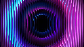 Circular neon gradient moves expanding and contracting behind ribbed glass creates dynamic illusion of depth and motion. Pulsating concentric gradient shifting rings for creative visuals, innovation concepts, smartphone wallpapers, branding and digital design. Radiant circular waves of neon gradient light pulse behind segmented ribbed glass. Dynamic concentric rings in vivid neon colors expand and contract through reeded glass. Seamless loop. 4K video - Powered by Shutterstock - Get 15% off with code: PIKWIZARD15