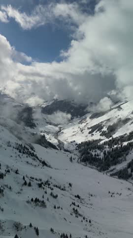 Aerial View of Snowy Mountain Landscape