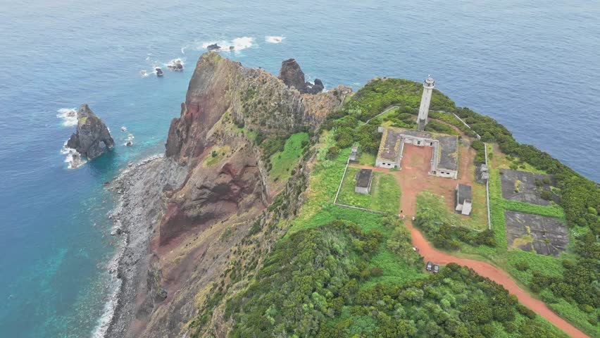 Historic Maritime Landmarks, Rocky Headlands, Seaside Stacks, Aerial View