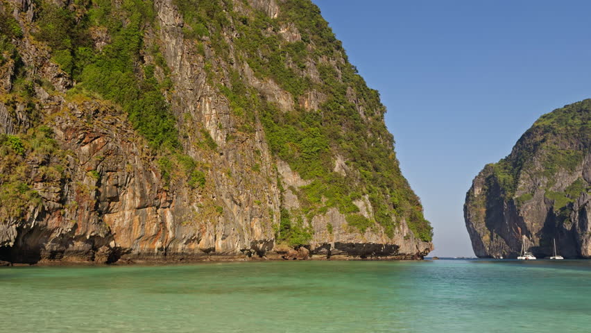 Maya Bay Between Limestone Cliffs