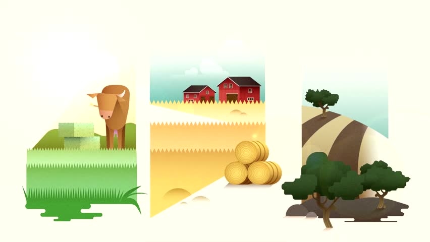 Comparative Illustration of Farming Products from Spain and Greece, Concept of European Agricultural Export