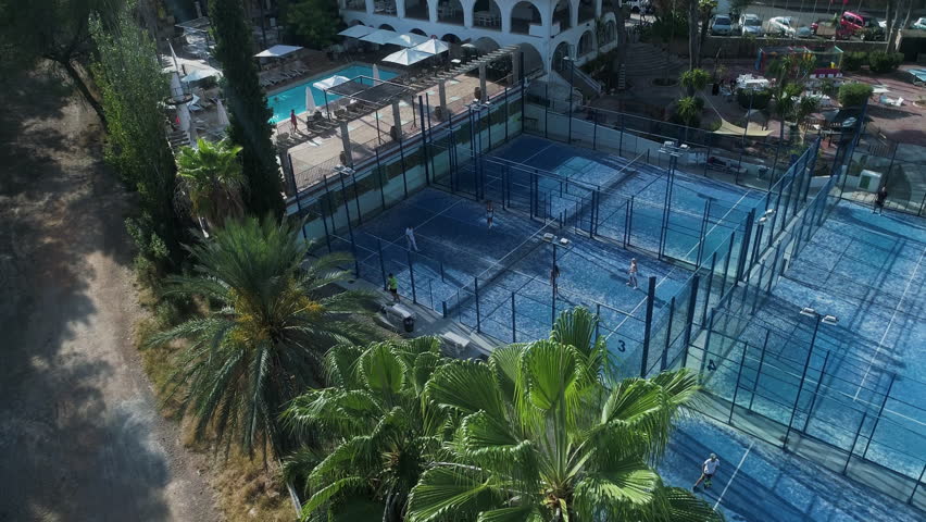 Drone Rising Above Spanish Padel Courts