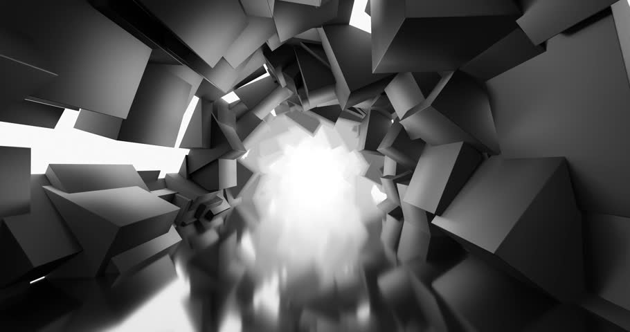 Abstract 3D Geometric Tunnel with Light looping 3d animation