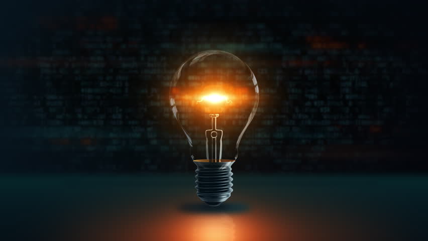 Light bulb with coding data representing innovation concept