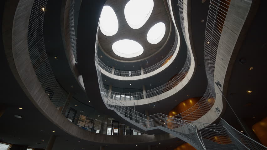 Lookup shot of the architecture of the Copenhagen Plant Science Center in Copenhagen part 1