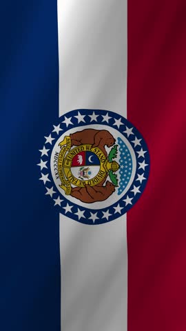 Vertical Missouri Flag Waving, 4K High Quality Realistic Motion