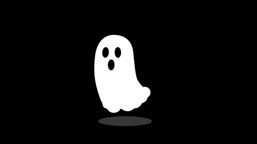 Adorable kawaii style animated ghost character with a playful expression, designed in a clean cartoon style. Cute white spirit with simple rounded shapes and expressive face, perfect for Halloween