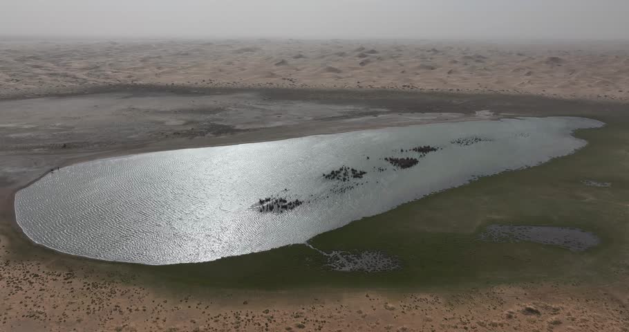Aerial footage of landscape in the desert