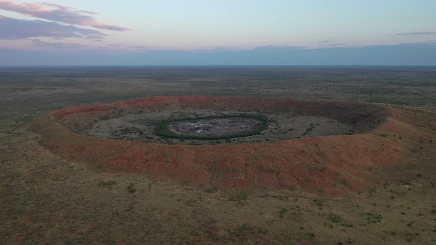 Wolfe Creek Meteorite Crater, Sturt Creek, Western Australia Aerial Drone 4K
