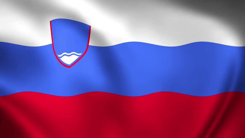 Slovenia flag featuring the Triglav mountain crest on tricolour. Smooth motion and clear edges for effortless background removal.