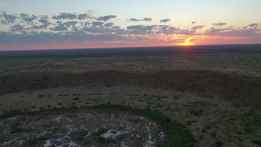 Wolfe Creek Meteorite Crater, Sturt Creek, Western Australia Aerial Drone 4K