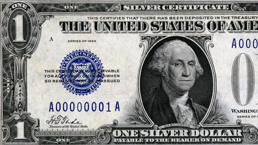 One Dollar and crumpled portrait George Washington on USA money banknote.